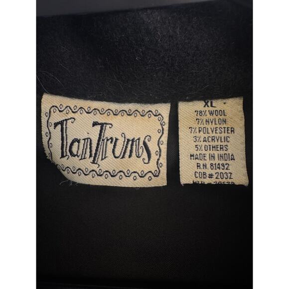 TanTrums Black Wool Blend Embroidered Vest XL Western Boho Button Front Folk - Picture 4 of 4